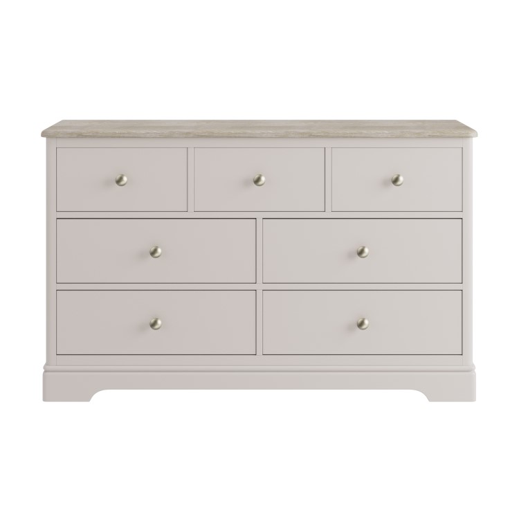 Wide Oak and Cream Chest of 7 Drawers - Alexander