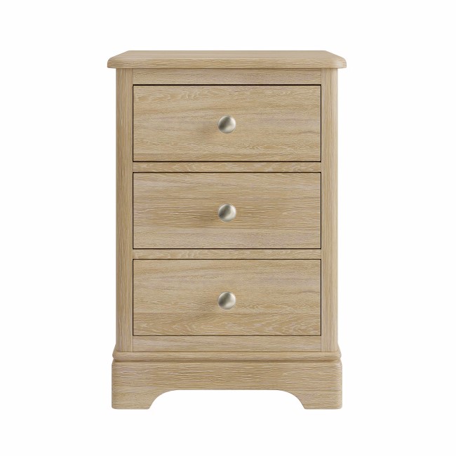 Tall Oak 3-Drawer Bedside Table - Alexander