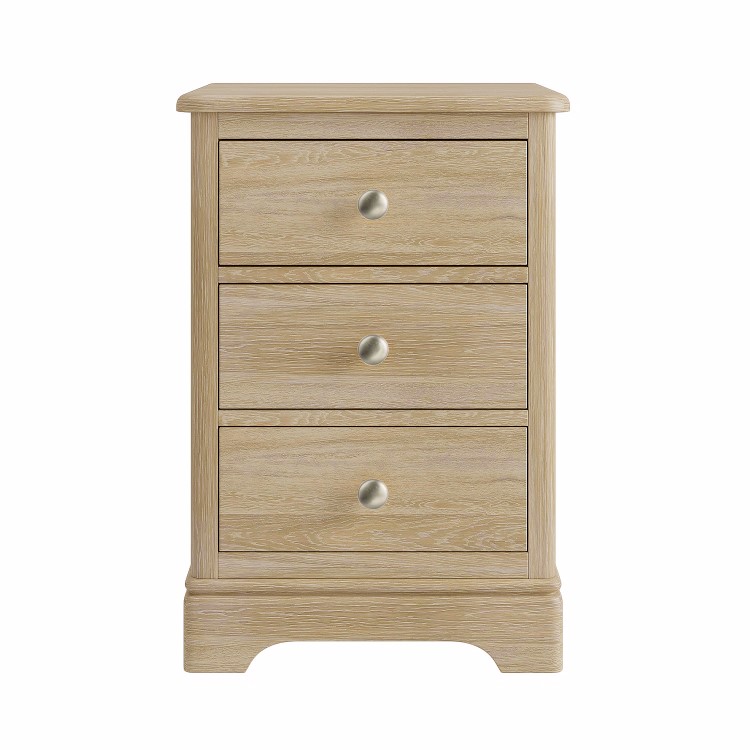 Tall Oak 3-Drawer Bedside Table - Alexander