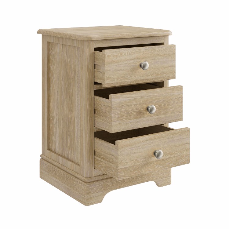 Tall Oak 3-Drawer Bedside Table - Alexander