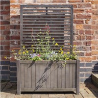 Alderley Grey Wooden Planter Box with Trellis - Rowlinson 