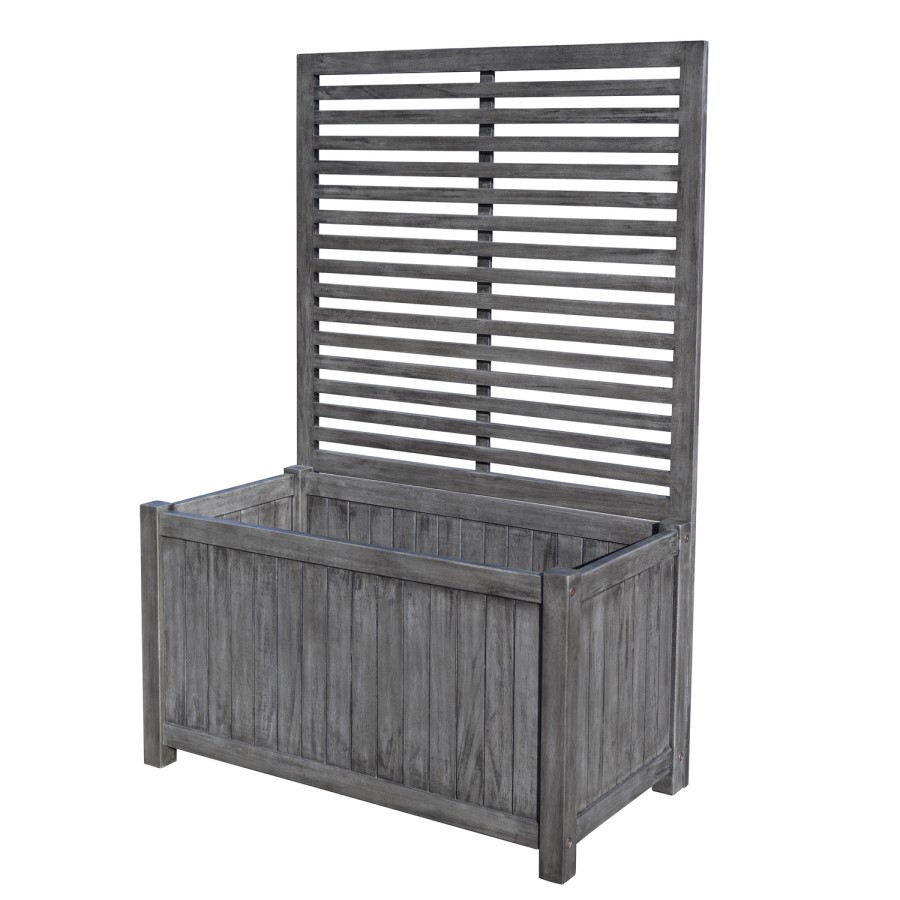 Alderley Grey Wooden Planter Box with Trellis - Rowlinson 