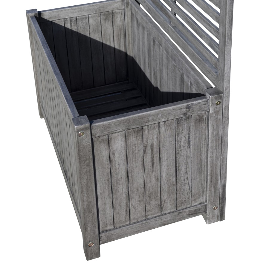 Alderley Grey Wooden Planter Box with Trellis - Rowlinson 