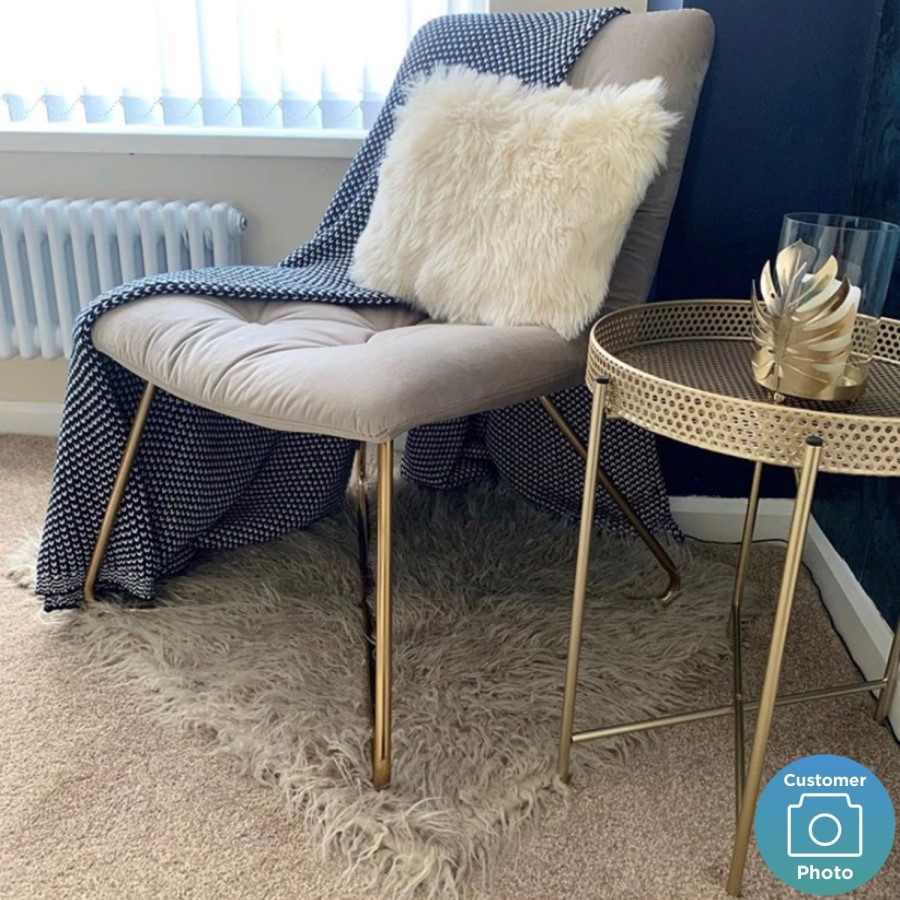 Beige Velvet Accent Chair - Allie