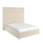 Beige Velvet King Size Ottoman Bed with Wall-Mounted Headboard - Alisha