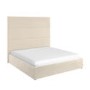 Beige Velvet Super King Ottoman Bed with Wall-Mounted Headboard - Alisha