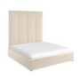 Beige Velvet Super King Ottoman Bed with Wall-Mounted Headboard - Alisha