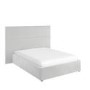 Grey Velvet Double Ottoman Bed with Wall-Mounted Headboard - Alisha