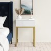 White High Gloss Bedside Table with Drawer and Legs - Alina
