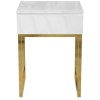 White High Gloss Bedside Table with Drawer and Legs - Alina