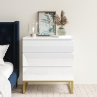 GRADE A1 - White Gloss 3 Drawer Chest of Drawers - Alina