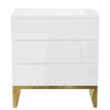 White High Gloss Chest of 3 Drawers with Legs - Alina