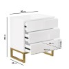 White High Gloss Chest of 3 Drawers with Legs - Alina