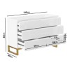 Wide White High Gloss Chest of 6 Drawers with Legs - Alina