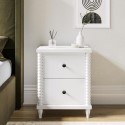 ALM002 White 2-Drawer Bobbin Bedside Table - Alma