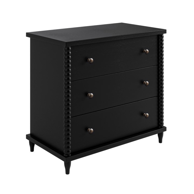 Black Bobbin Chest of 3 Drawers - Alma