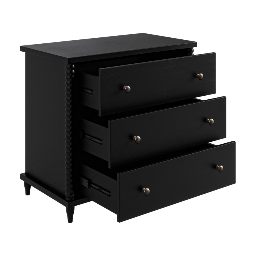 ONLY OPENED - Black Bobbin Chest of 3 Drawers - Alma