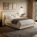 ALN001D Cream Textured Double Ottoman Bed with Curved Headboard - Adelyn