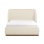 Cream Textured Double Ottoman Bed with Curved Headboard - Adelyn