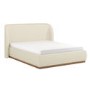 Cream Textured King Size Ottoman Bed with Curved Headboard - Adelyn