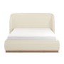Cream Textured King Size Ottoman Bed with Curved Headboard - Adelyn