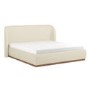 Cream Textured Super King Ottoman Bed with Curved Headboard - Adelyn