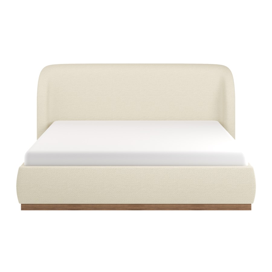 Cream Textured Super King Ottoman Bed with Curved Headboard - Adelyn