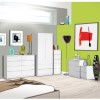 One Call Furniture Alpine 2 Drawer Bedside Chest in White High Gloss