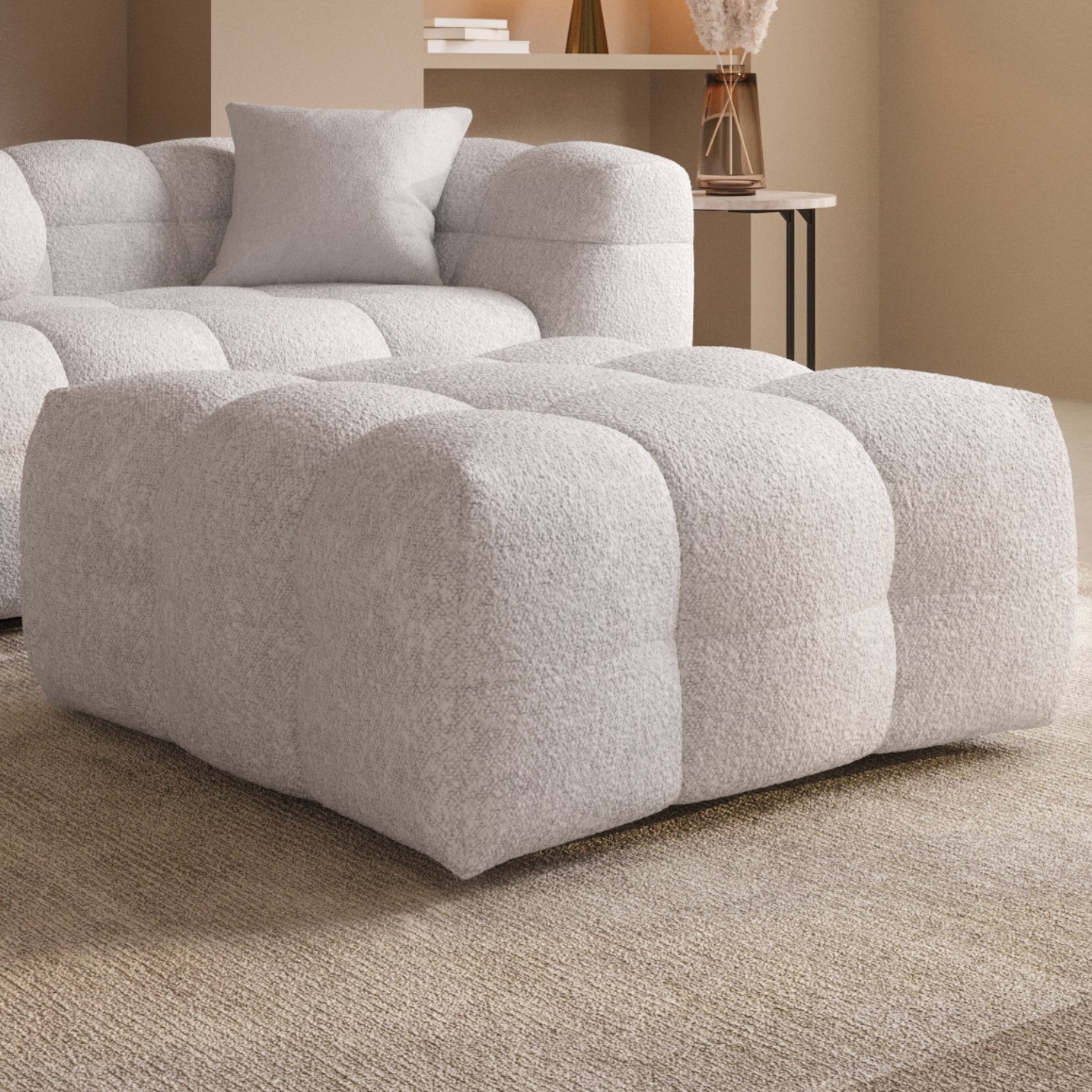 Large Boucle Footstool