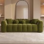 Olive Green Velvet 3 Seater Bubble Sofa - Alessia