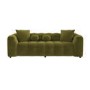 Olive Green Velvet 3 Seater Bubble Sofa - Alessia