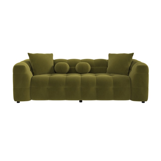 Olive Green Velvet 3 Seater Cloud Sofa - Alessia