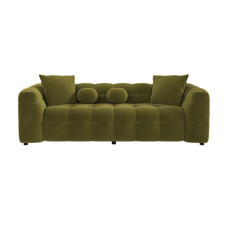 Olive Green Velvet 3 Seater Cloud Sofa - Alessia