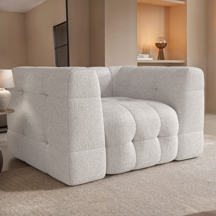 Cream Boucle Love Seat - Alessia