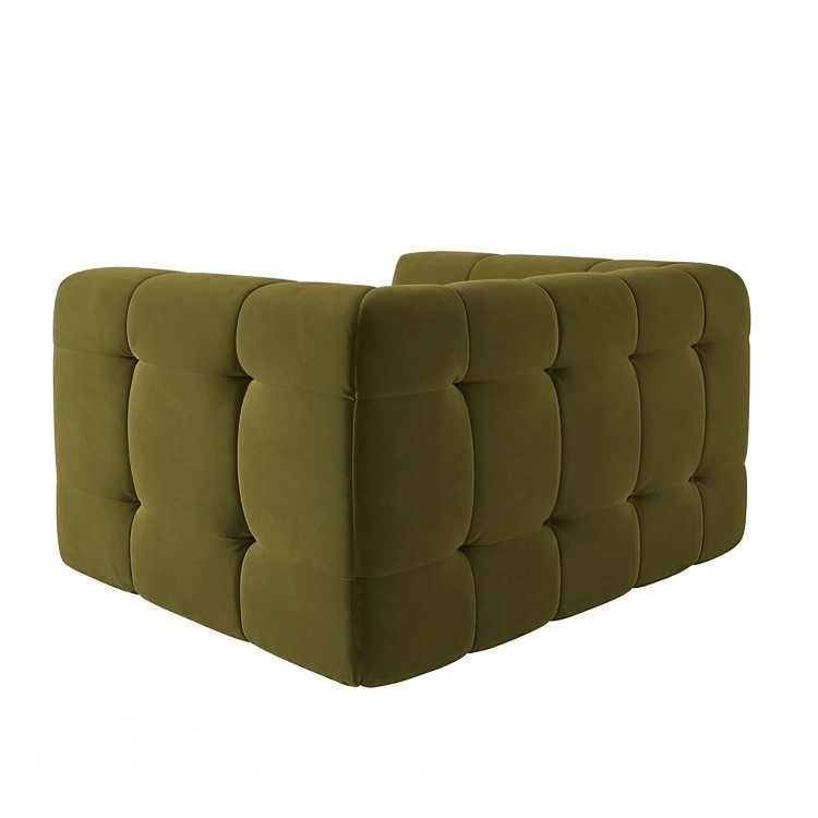 Olive Green Velvet Love Seat - Alessia