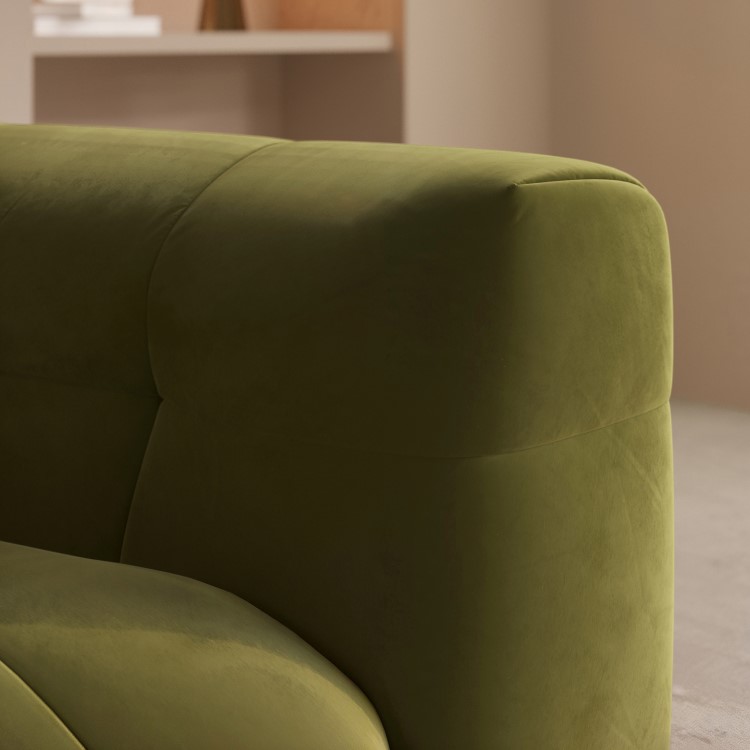 Olive Green Velvet Love Seat - Alessia