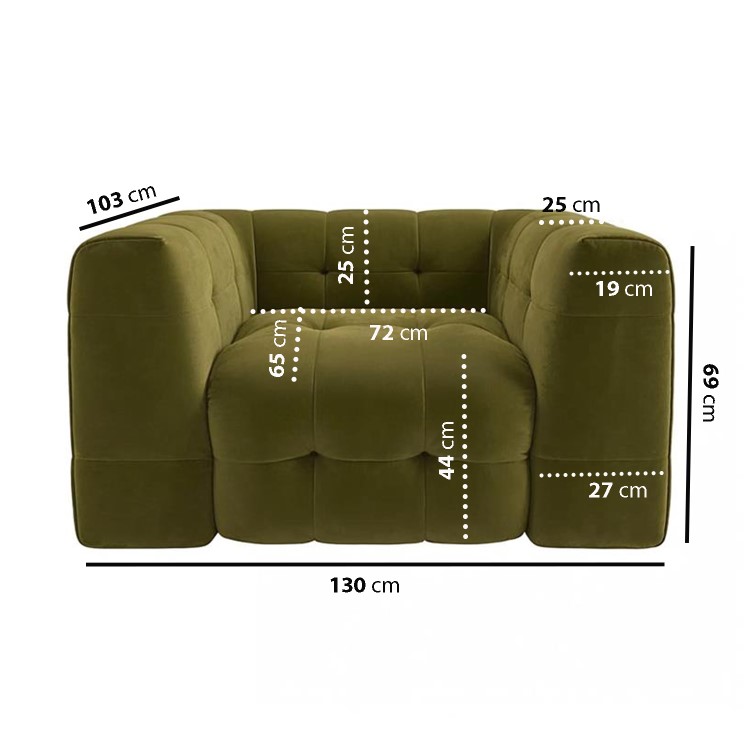 Olive Green Velvet Love Seat - Alessia