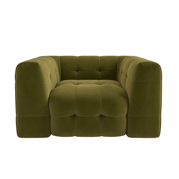 Olive Green Velvet Love Seat - Alessia