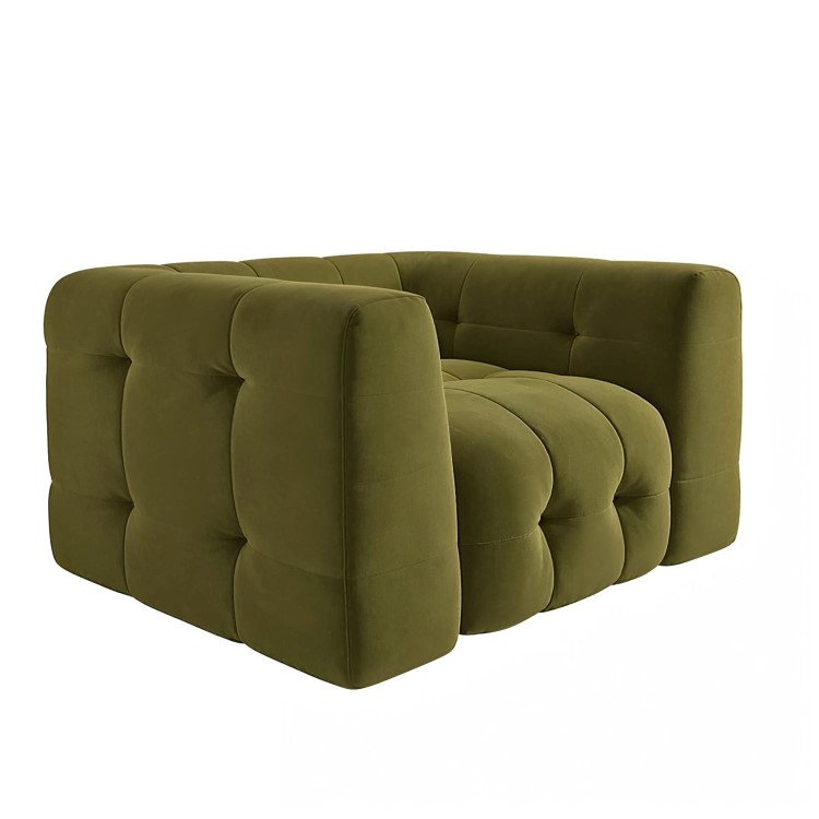 Olive Green Velvet Love Seat - Alessia