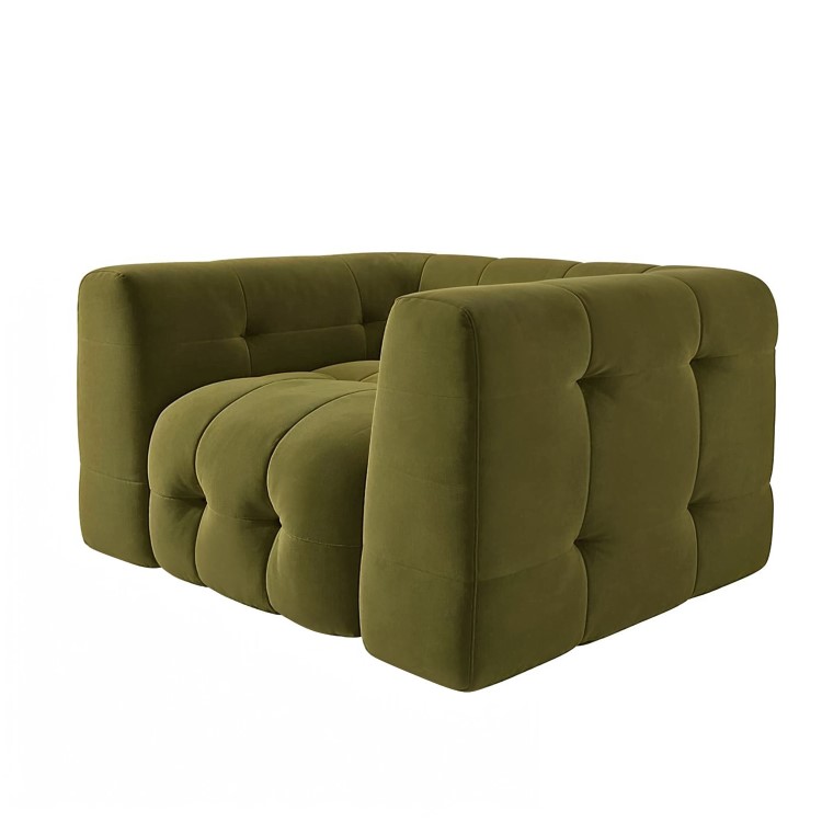 Olive Green Velvet Love Seat - Alessia