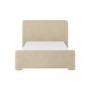 Beige Upholstered Double Ottoman Bed with Soft Curved Headboard and Footboard - Althea