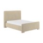 Beige Upholstered Double Ottoman Bed with Soft Curved Headboard and Footboard - Althea