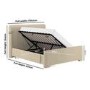 Beige Upholstered King Size Ottoman Bed with Soft Curved Headboard and Footboard - Althea