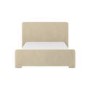 Beige Upholstered King Size Ottoman Bed with Soft Curved Headboard and Footboard - Althea
