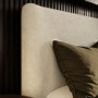 Beige Upholstered Super King Ottoman Bed with Soft Curved Headboard and Footboard - Althea