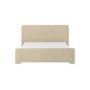 Beige Upholstered Super King Ottoman Bed with Soft Curved Headboard and Footboard - Althea