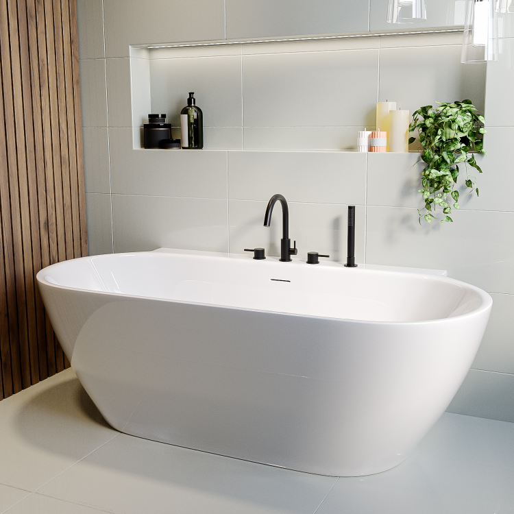 Freestanding Double Ended Back to Wall Bath 1700 x 800mm - Alto