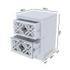 GRADE A2 - Alexis Mirrored 2 Drawer Bedside Table in Pale Grey with Carved Detail
