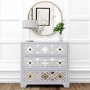 Grey Mirrored Boho Chest of 3 Drawers - Alexis
