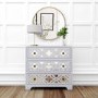 GRADE A2 - Alexis Mirrored 3 Drawer Chest of Drawers in Pale Grey with Carved Detail